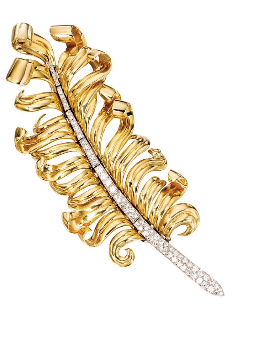 Diamentowo-złota brosza, Paul Flato, 1945 r., www.sothebys.com