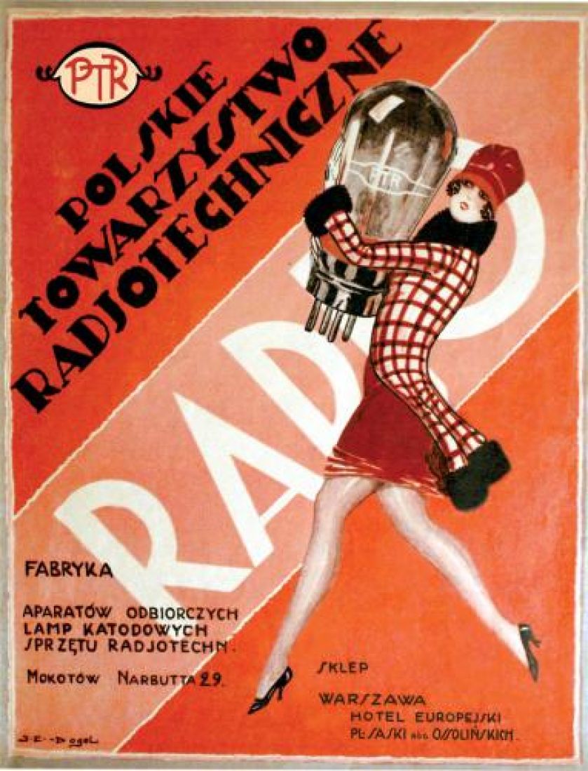 Plakat reklamowy Polskiego Towarzystwa Radiotechnicznego, lata międzywojenne, fot. MUZEUM TECHNIKI W WARSZAWIE