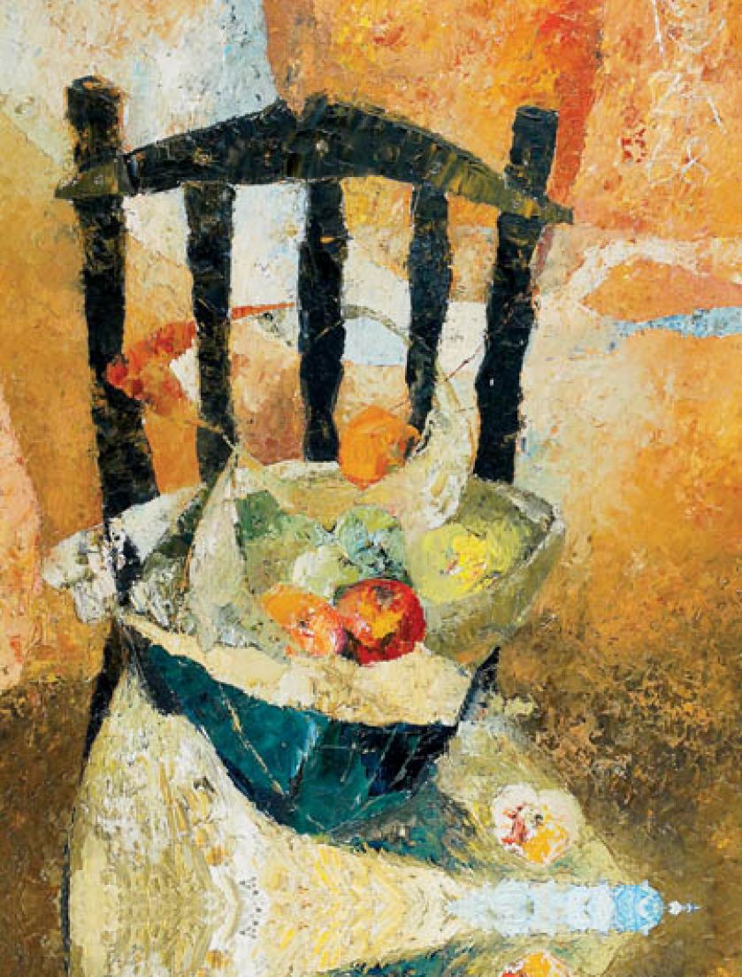 Kosz z owocami na krześle , 1968 r., Ryszard Zając, cw 21 000 zł, REMPEX