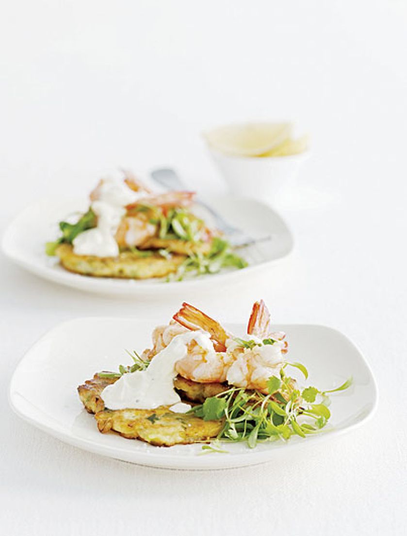 Placki z dynia i krewetkami