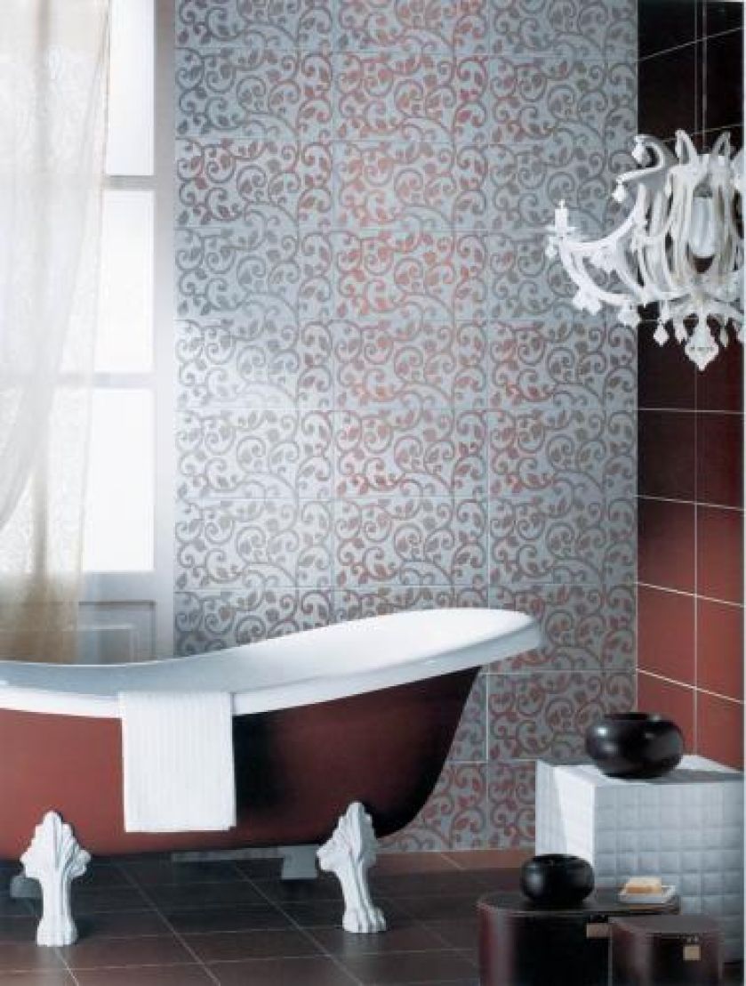 Pomysł na łazienkę z fabryki Supergres. Płytki Soil na ścianę kosztują 140 zł/m², dekor Ramage Oro – 205 zł/szt. YETI