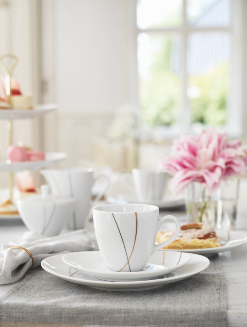 Serwis kawowy POLSKA 100 dekorowany 18-karatowym złotem i prawdziwą platyną, Fyrklövern, fyrklovern.pl