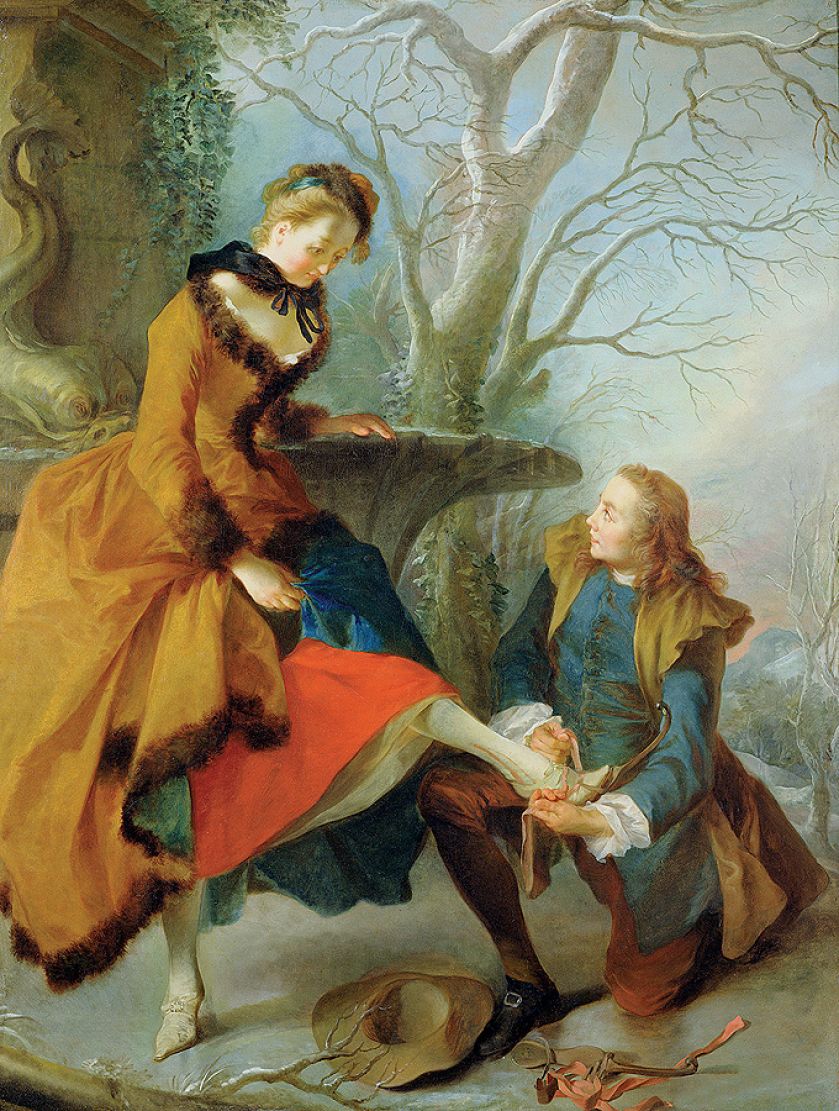 Nicolas Lancret Wiązanie łyżew , XVIII w.