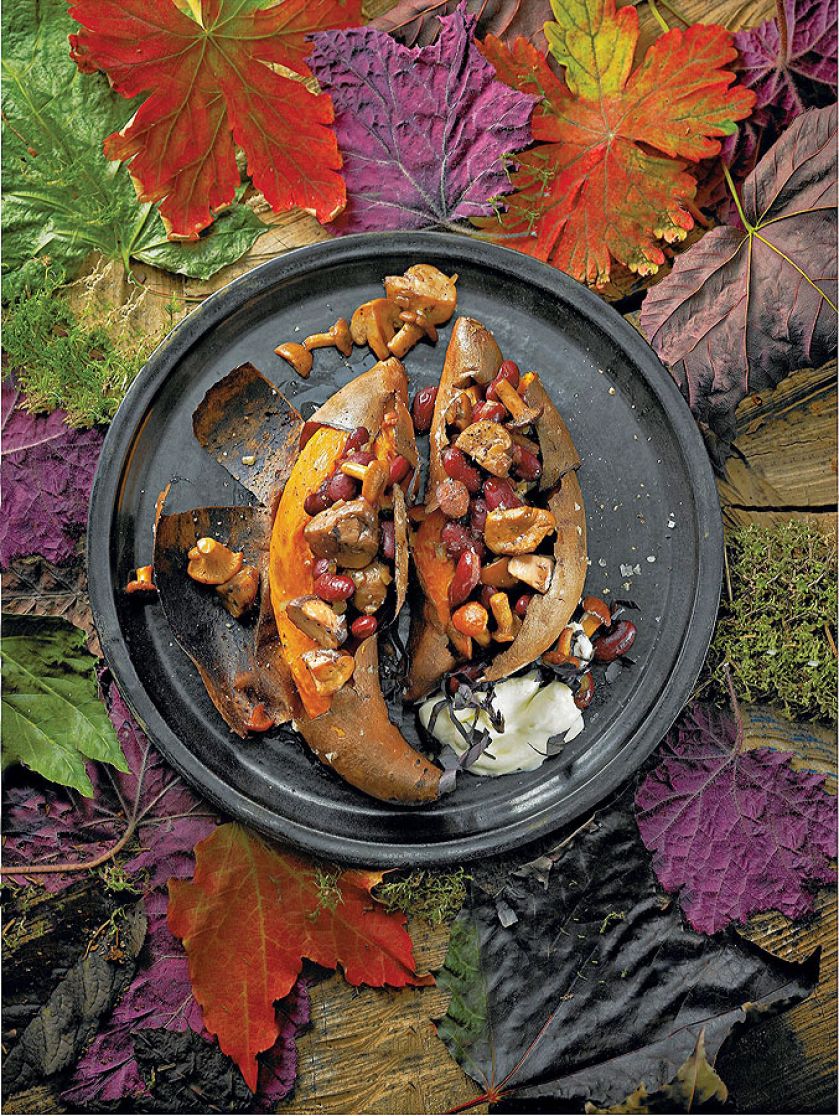 Pieczone bataty z nadzieniem grzybowym