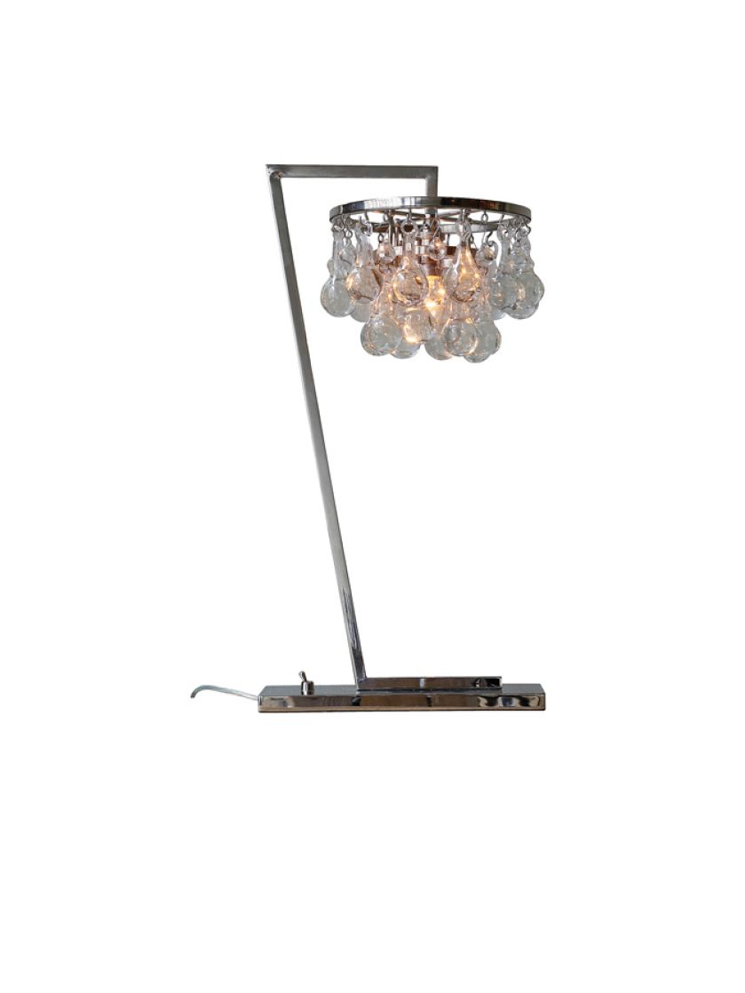 Arctic Pear na stolik. Lampy z metalu i kryształków