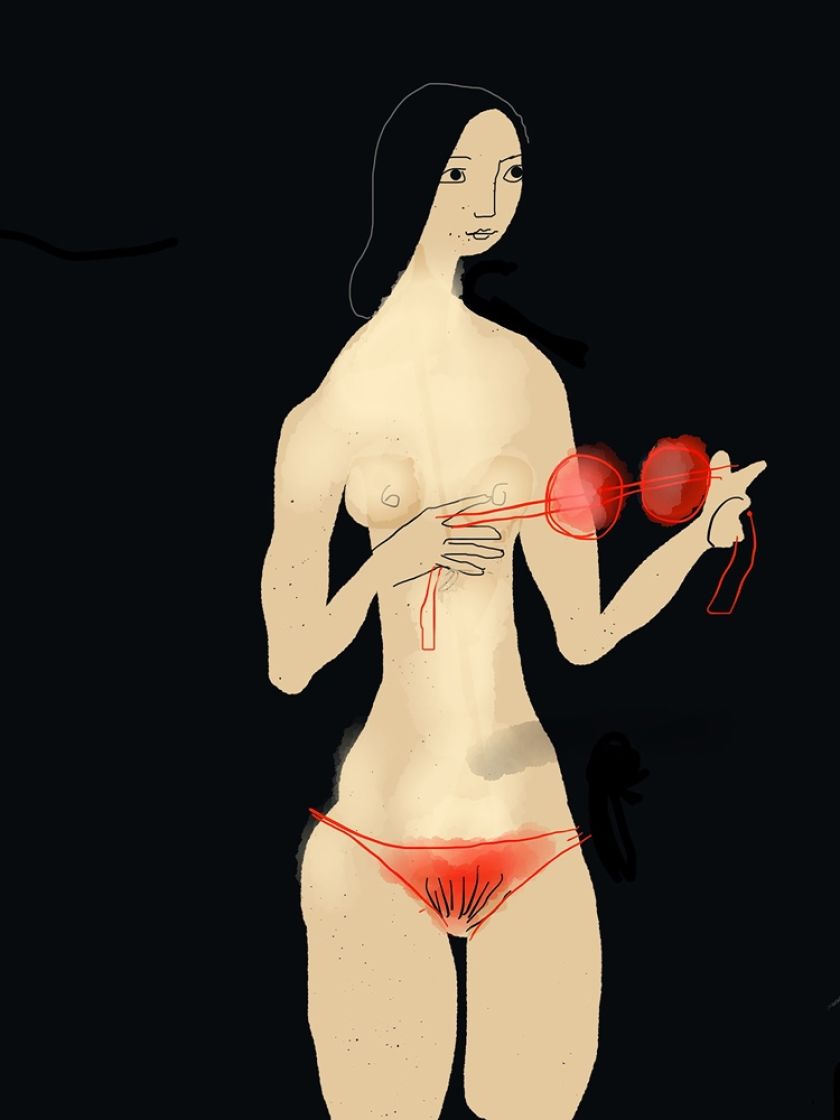 Józef Wilkoń, Akt trzynasty, 2019, grafika na płótnie, 75 x 100 cm