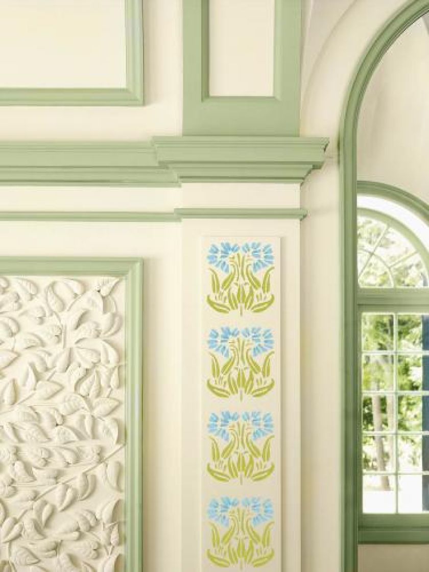 Fresk zdobiący ścianę. W stylu art déco