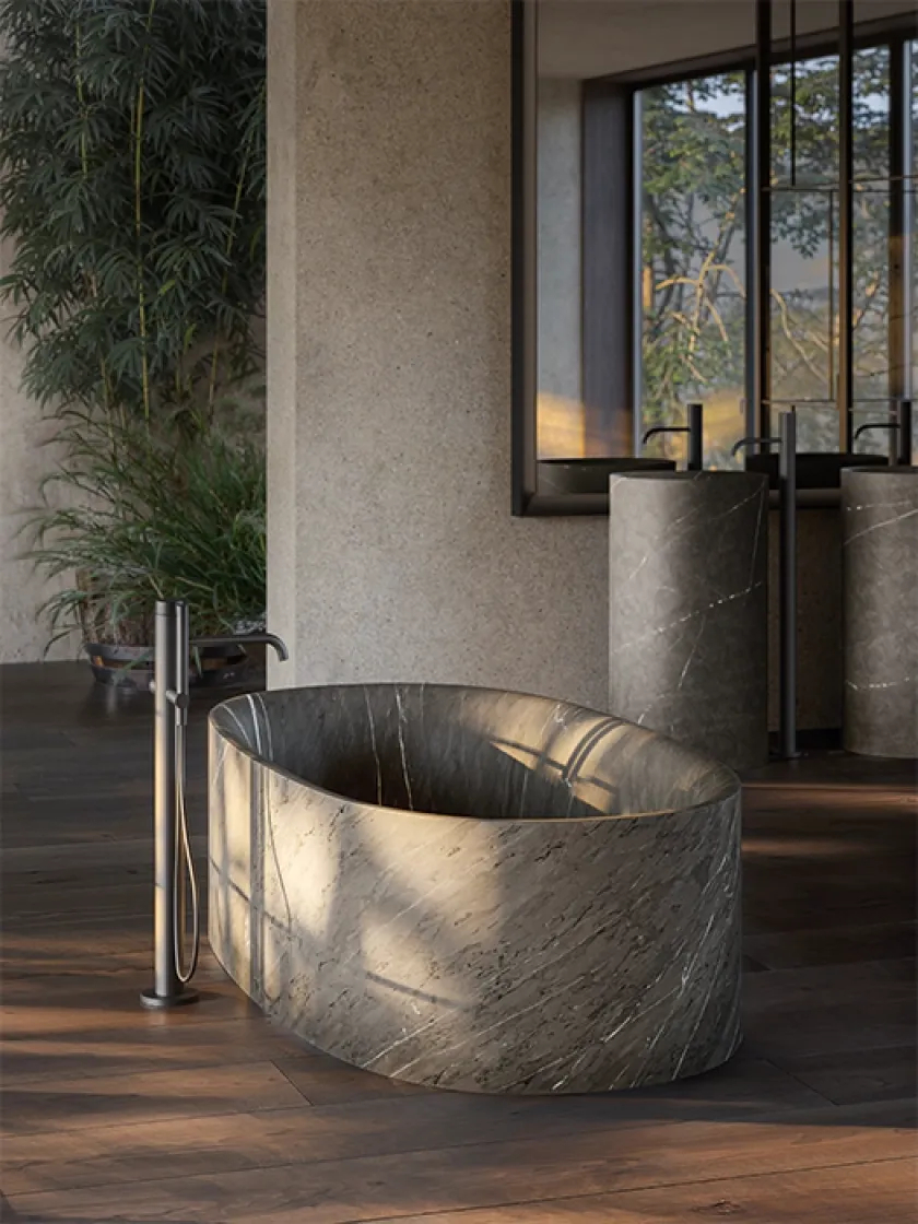 kamienna wanna w łazience