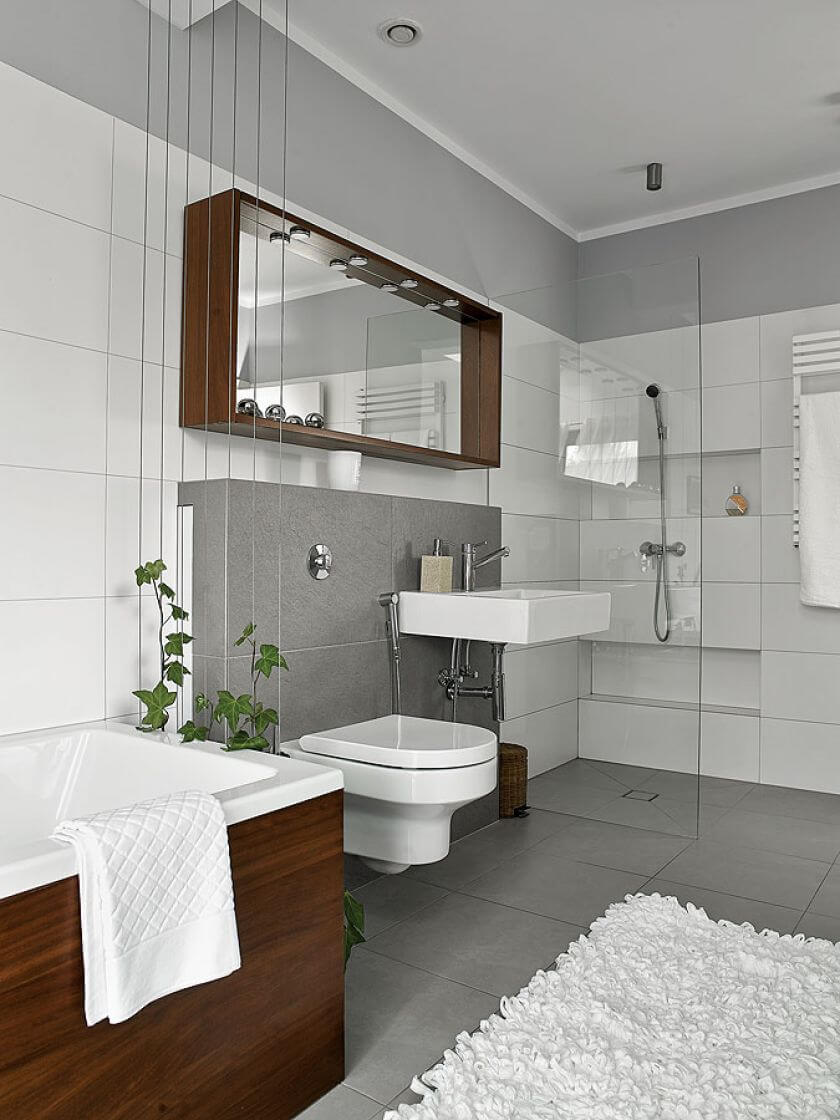 Łazienka urządzona prosto i nowocześnie.