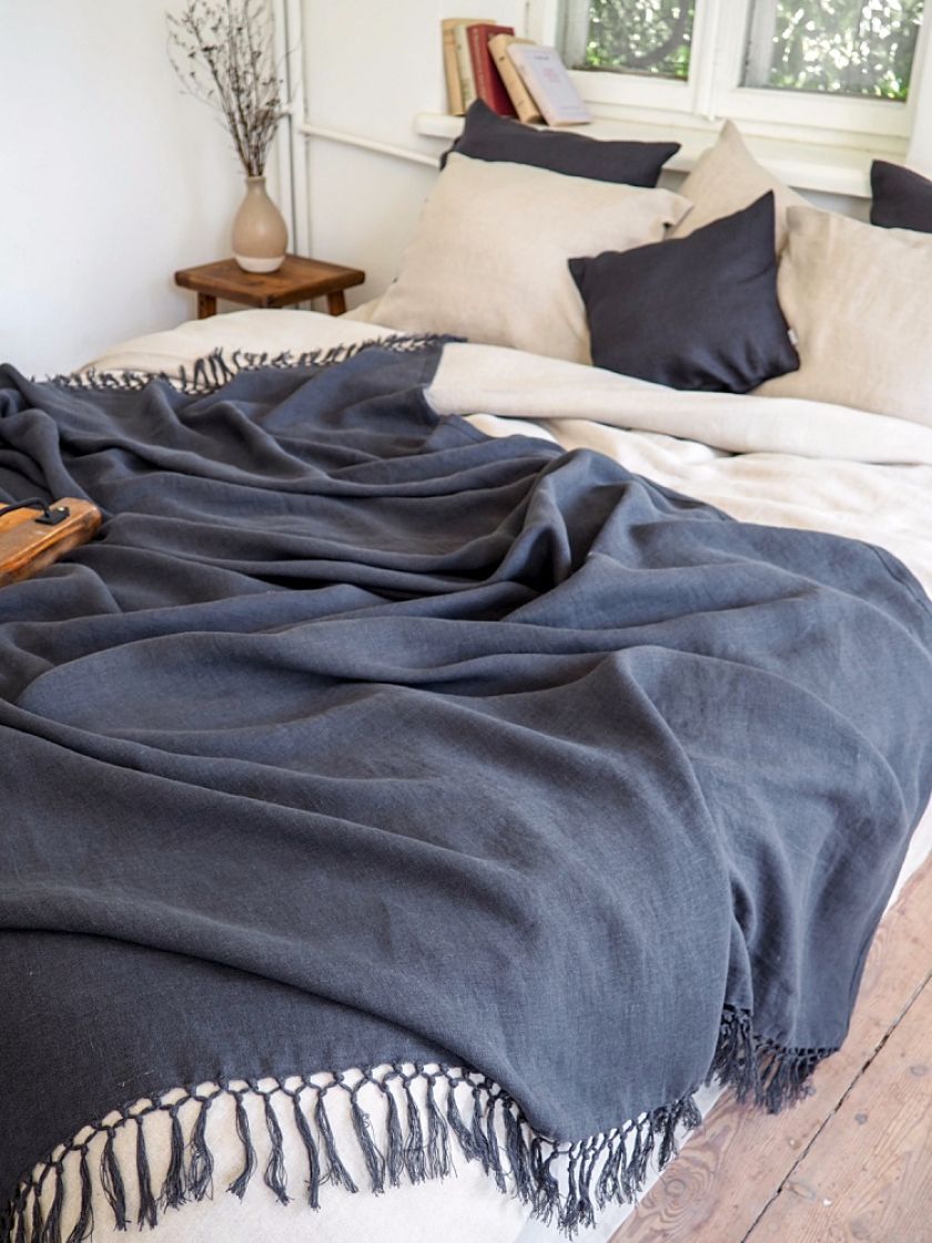 lniana narzuta na łóżko