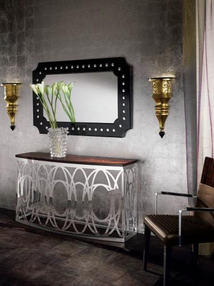 Luna od Giorgio Collection: blat z drewna makassar, podstawa chromowana. PATT MEBEL