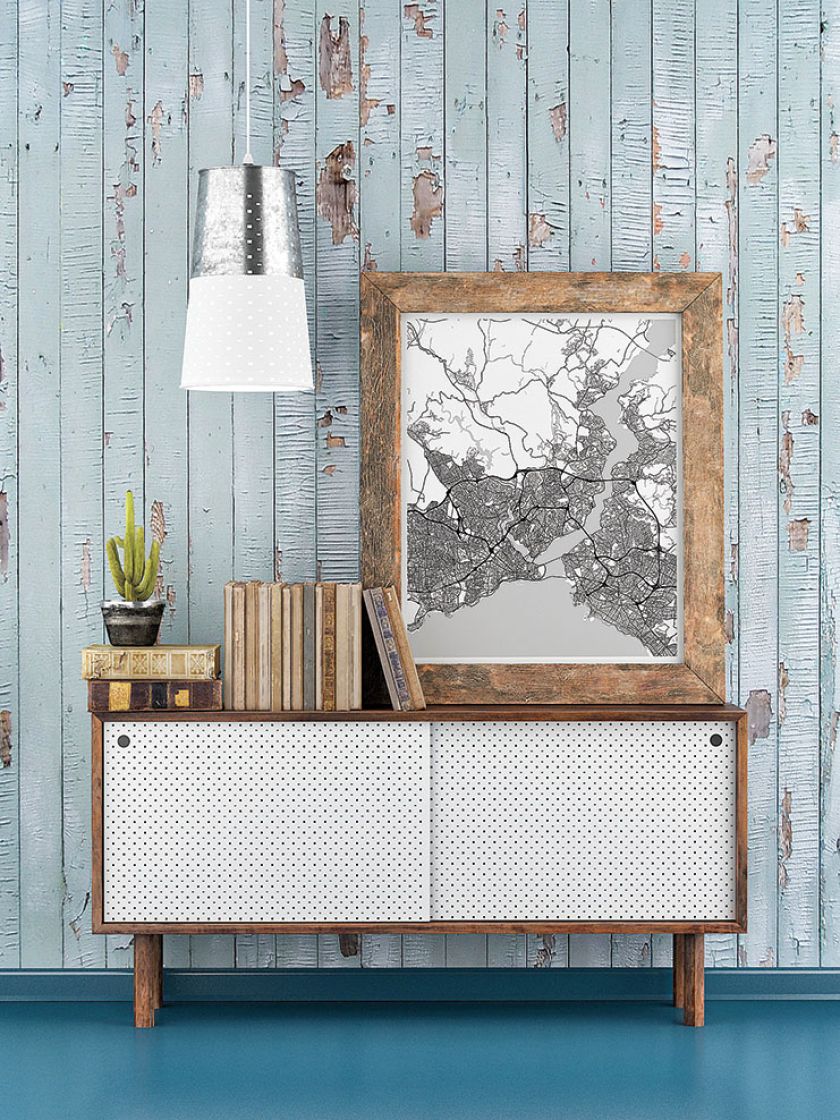 Mapa może być artystyczną grafiką - pięknie prezentuje się we wnętrzu.