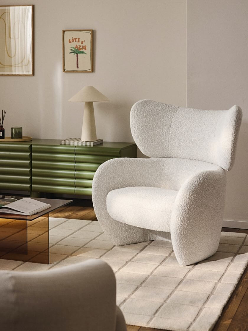 Pantone Cloud Dancer kolor roku 2026 we wnętrzu