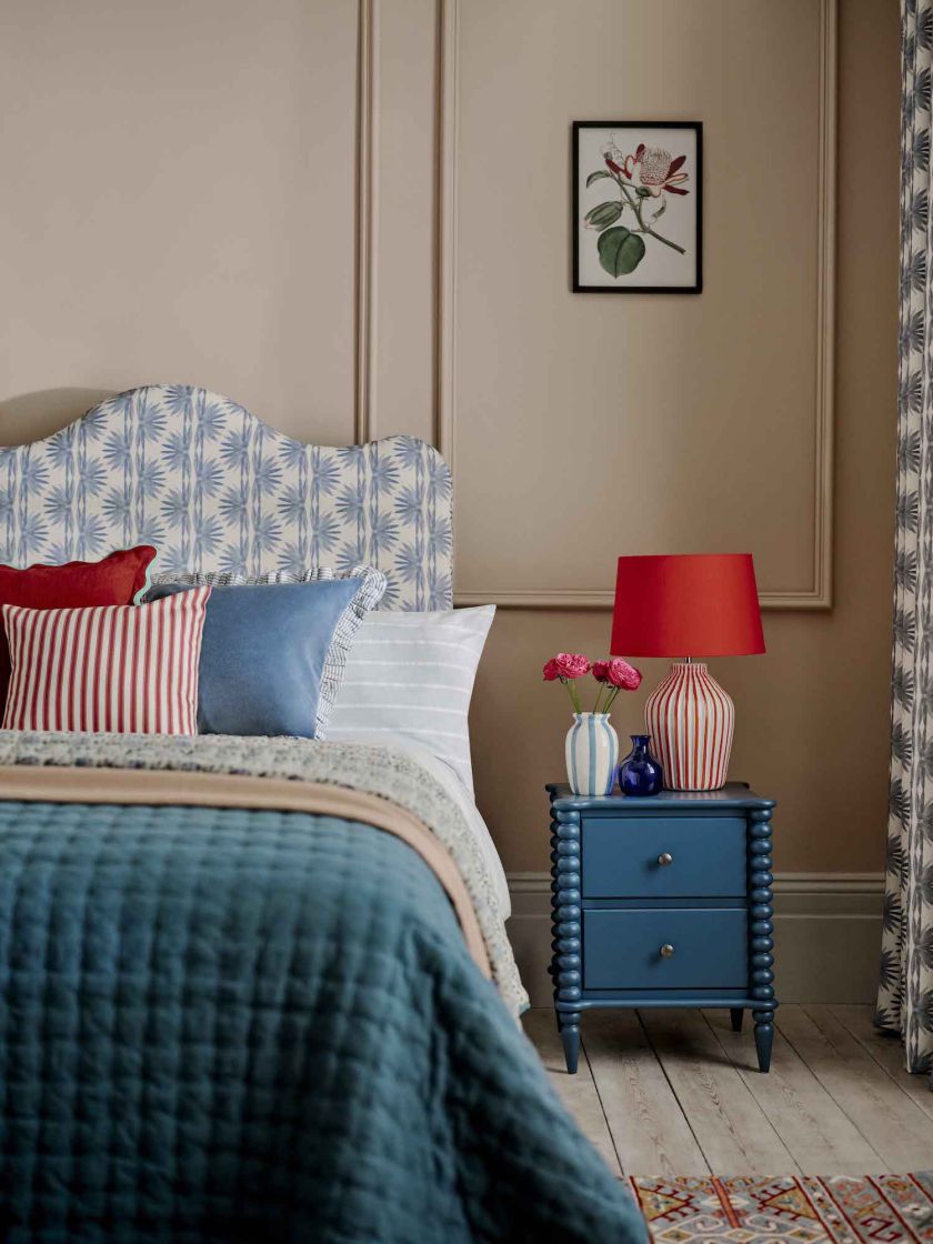 lampka do sypialni z kolorowym abażurem