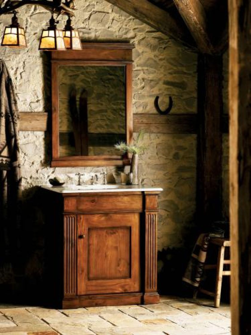 Szafka Thistledown z litego drewna - 9480 zł, lustro - 2300 zł, umywalka żeliwna - 3980 zł. KOHLER