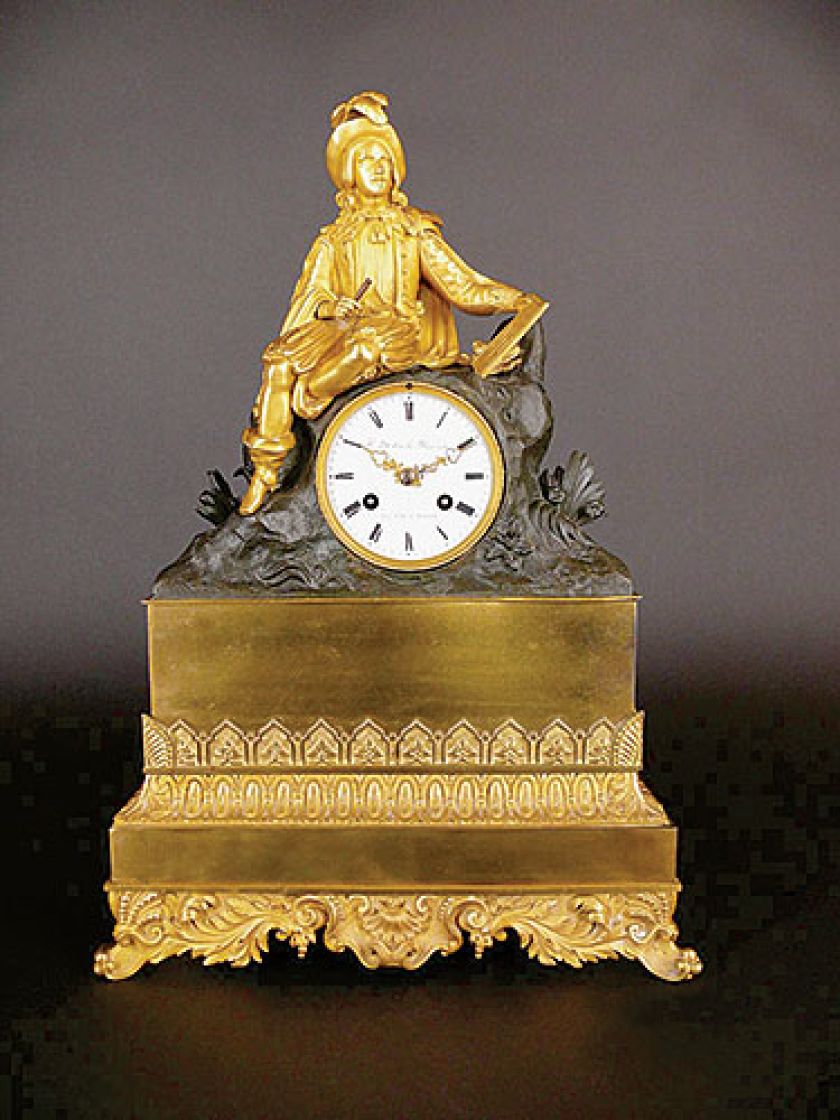 Zegar komodowy empire ze złoconego brązu, Paryż, I poł. XIX w., antyk.net.pl