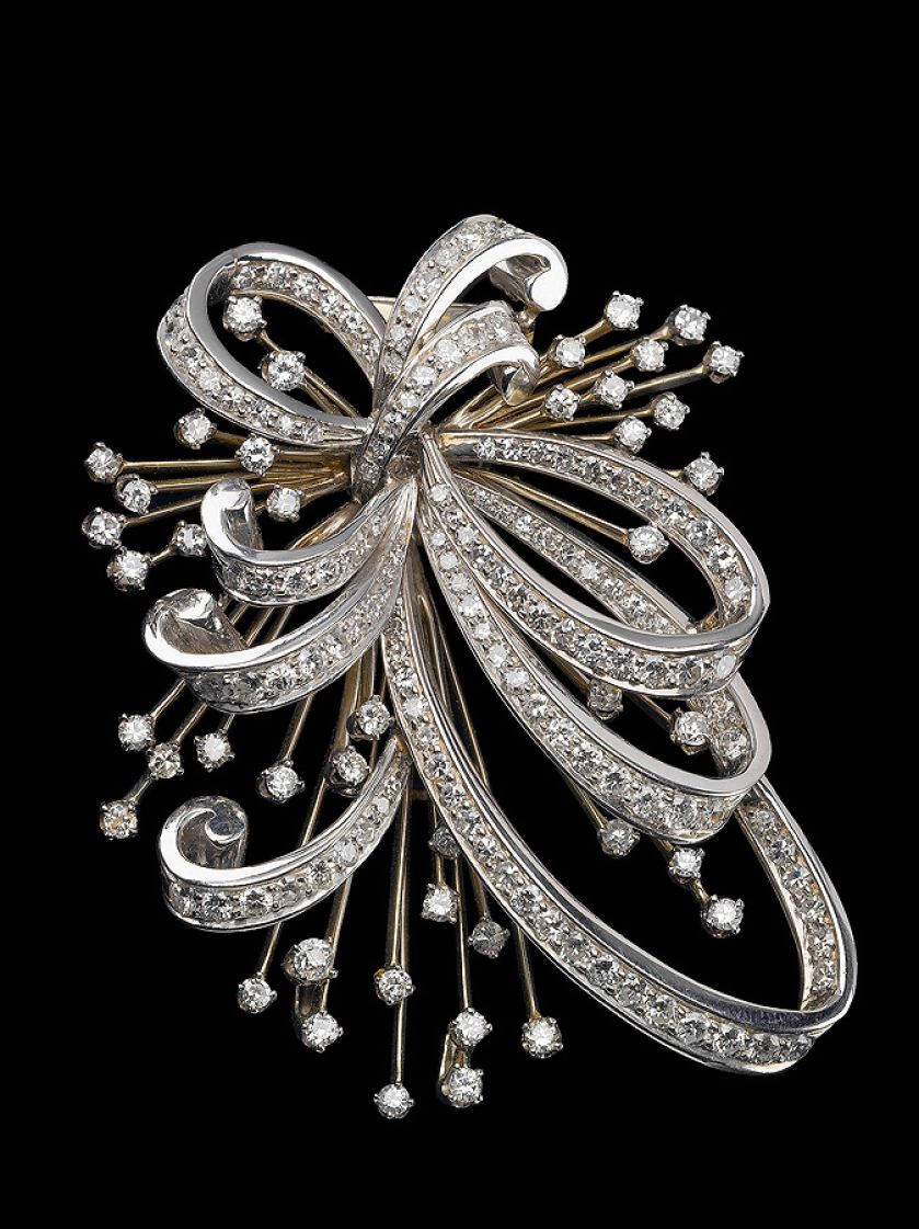 Brosza z białego złota i diamentów, Trabert Hoeffer – Mauboussin, Museum of Fine Arts, Boston