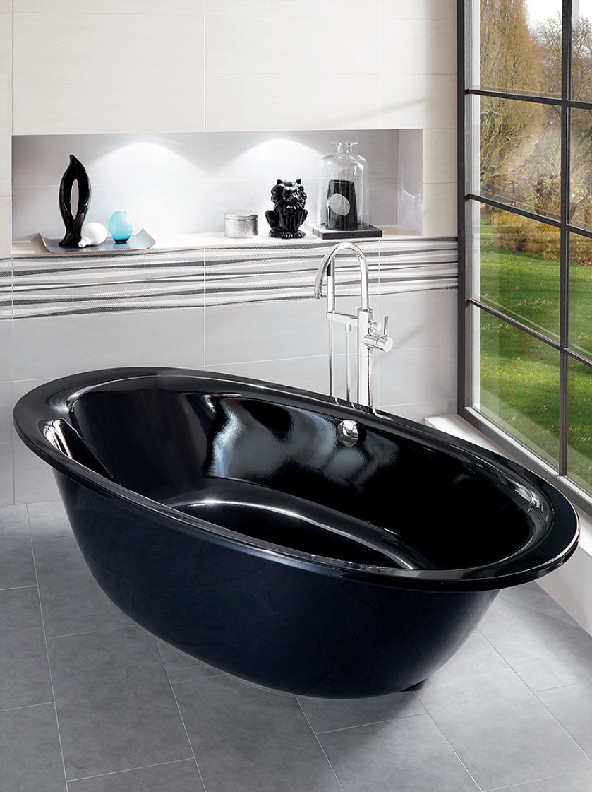 Czarna i wolno stojąca bateria, kaldewei