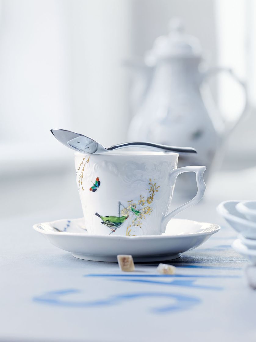 Zastawa stołowa z roślinami i owadami