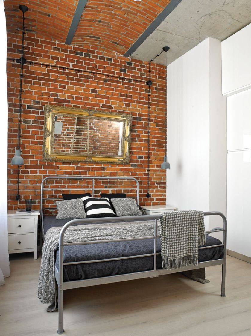 sypialnia w stylu loft