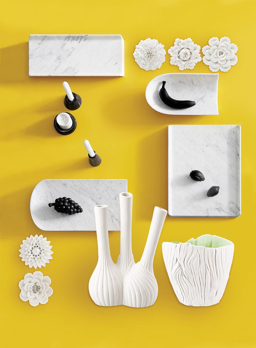 Marmurowe naczynia z Atipico i wazony z kolekcji Green Garden Rosenthal.