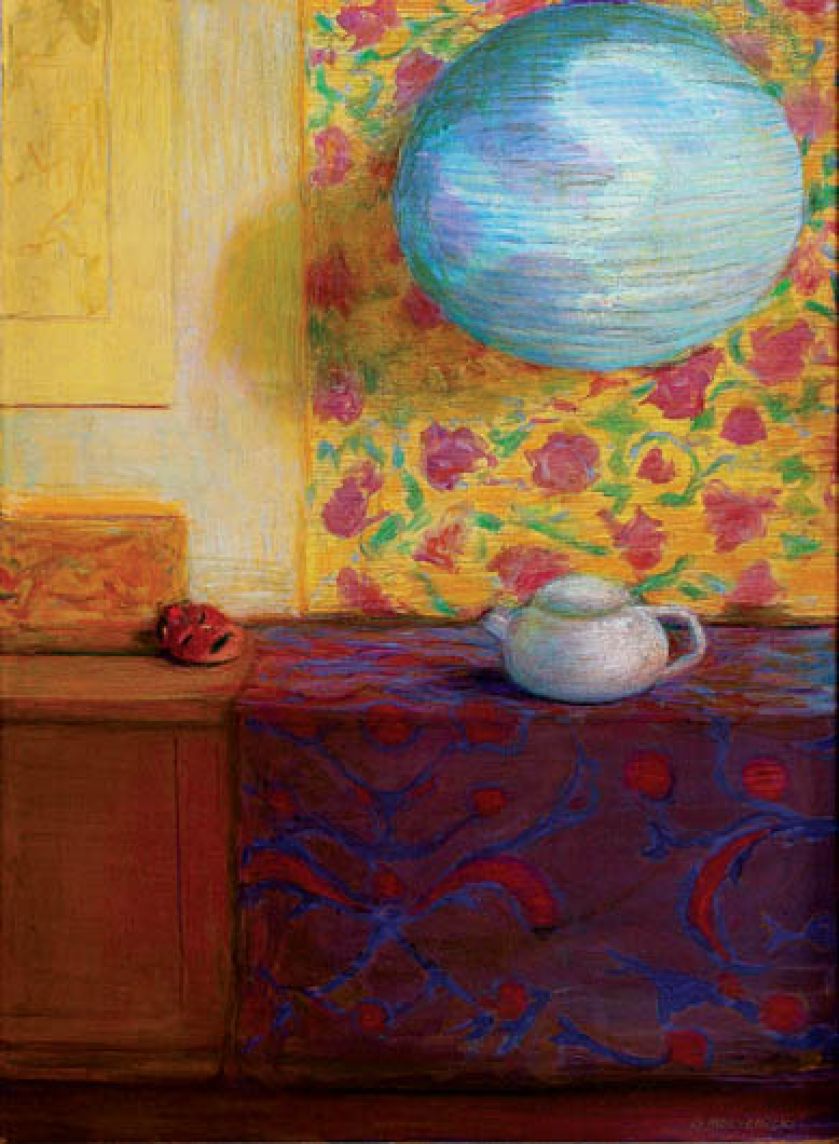 Na ostatnim piętrze kamienicy jest pracownia Grzegorza Morycińskiego – malarza, krytyka i poety.