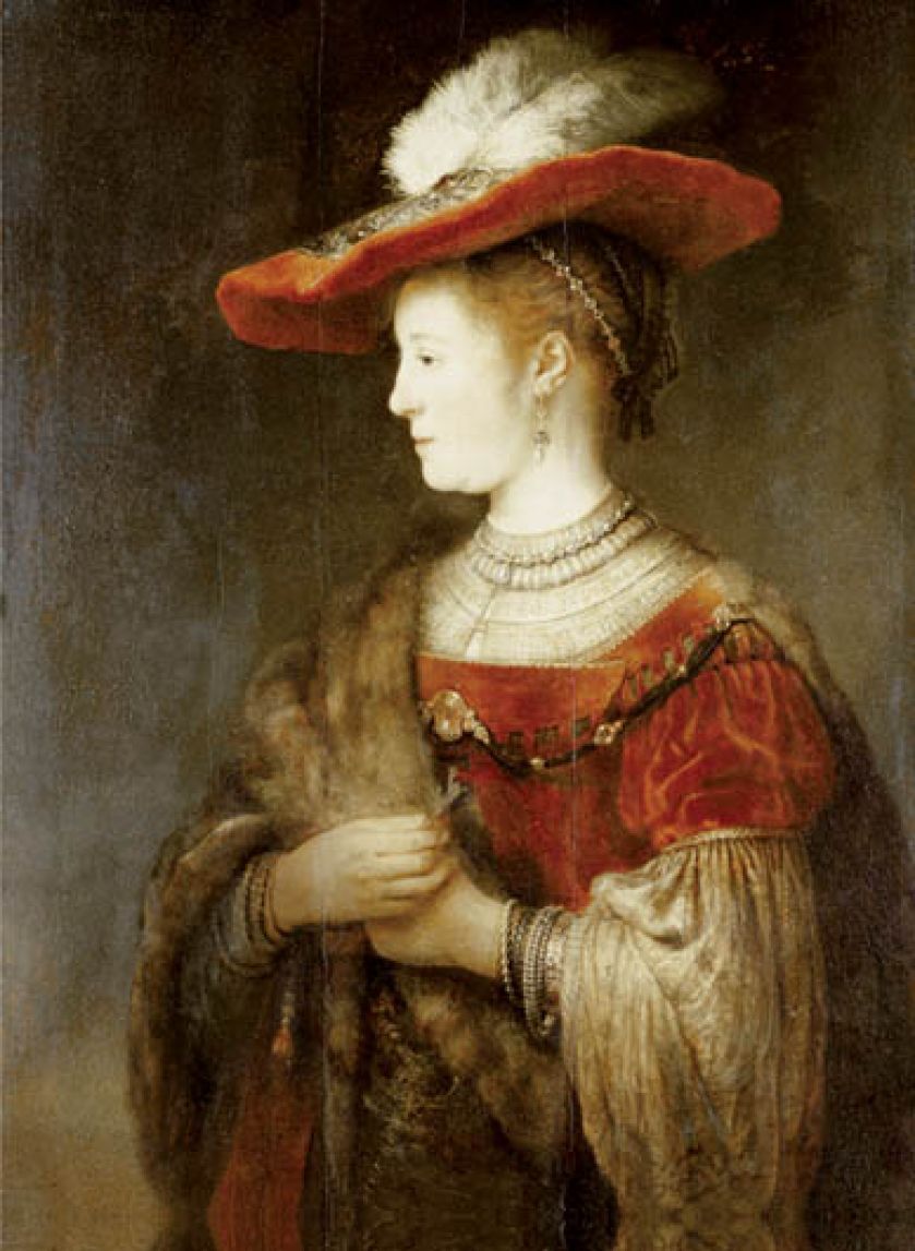 Barokowa elegantka Saskia, żona Rembrandta, na portrecie jego pędzla z 1642 r., Muzeum Miejskie w Kassel, Niemcy, fot. FORUM