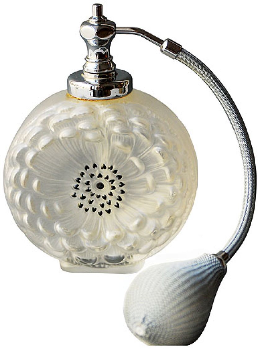 Butelka na perfumy z rozpylaczem, Lalique Dahlia, po 1980 r., Francja, Desa Katowice