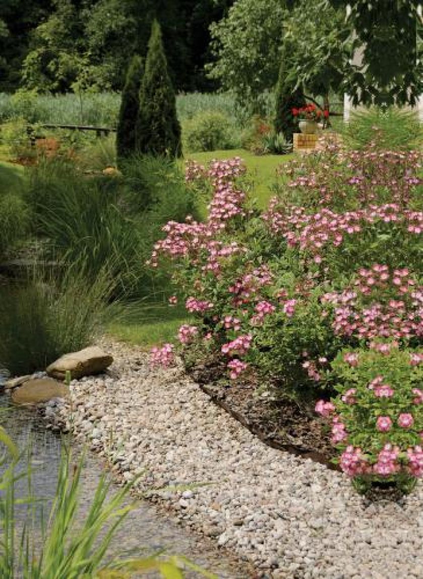 Strumyk otoczony kamieniami. Ogród nad Wilanówką
