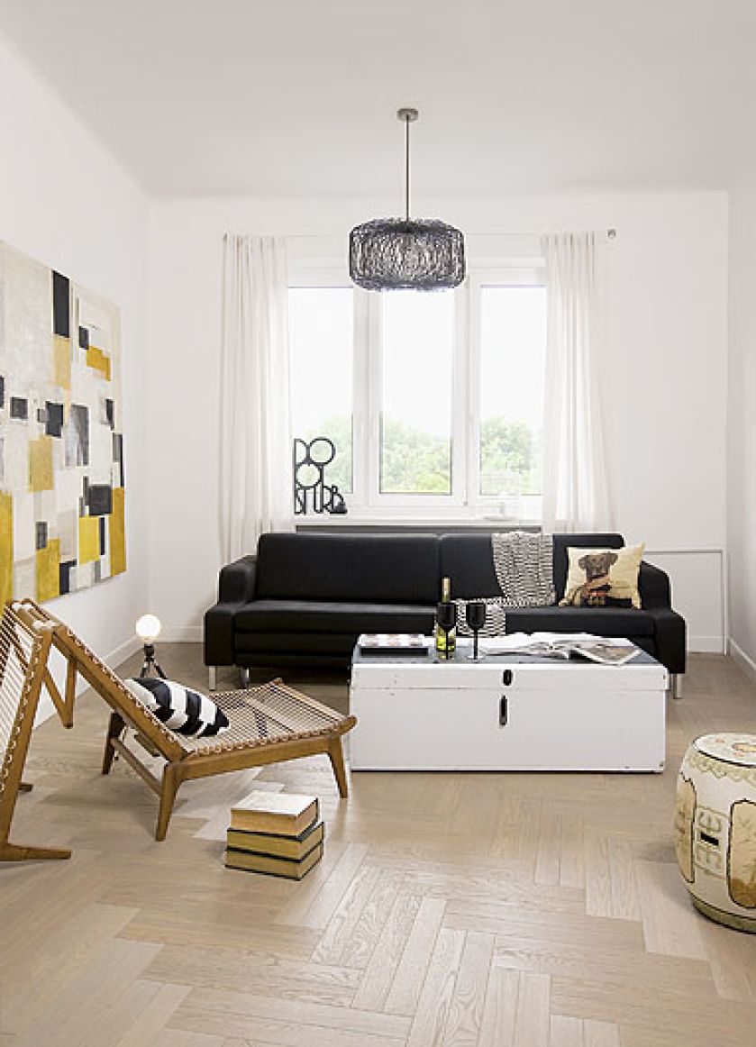 Obraz Joanny Puzzle a do niego idealnie dobrane meble: kanapa Comfort Living, fotel-leżanka