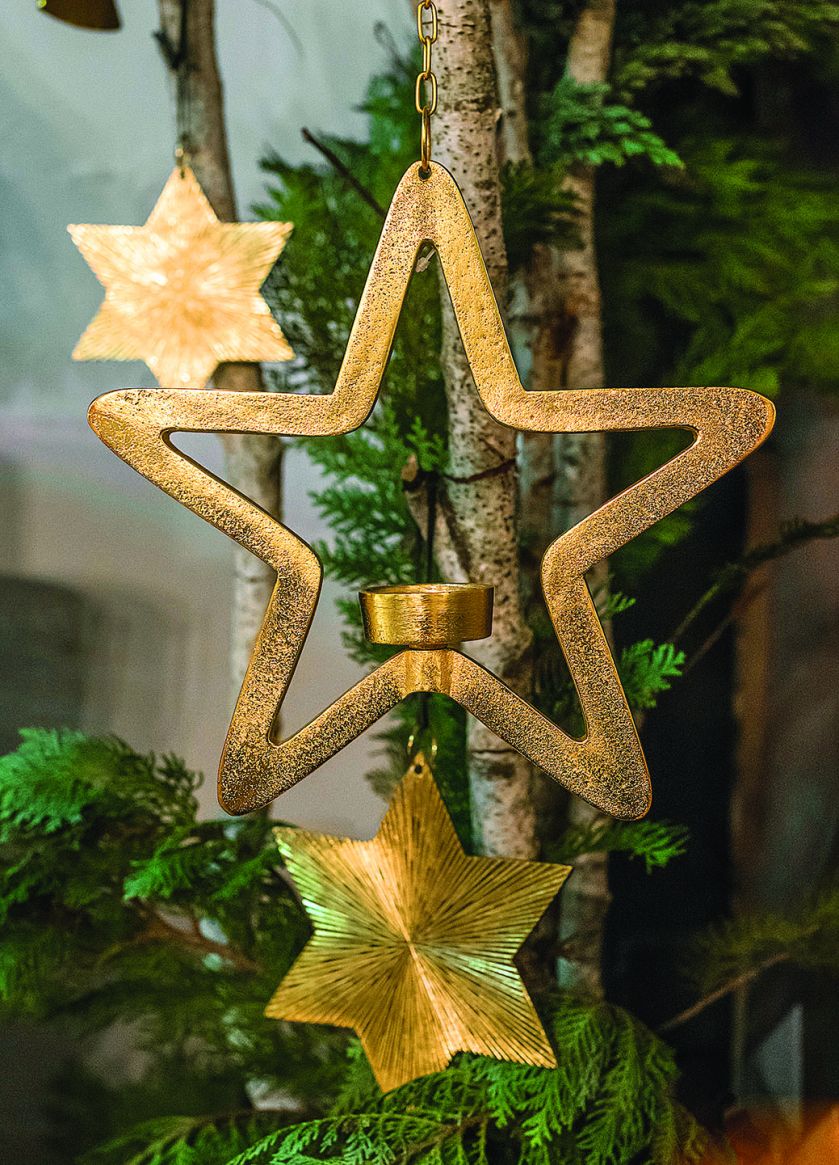 Złocony świecznik z gwiazdkami, Belldeco.pl