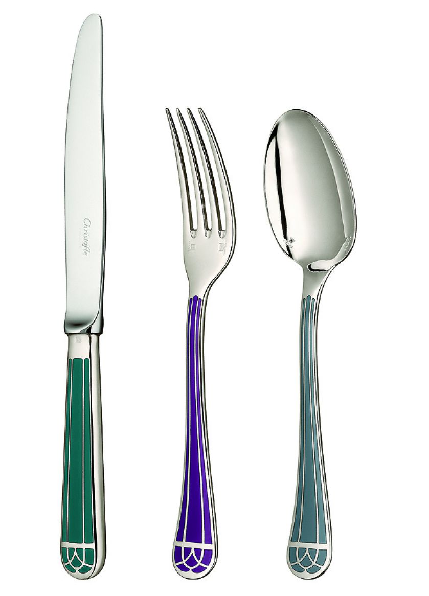 Srebrzony metal, emaliowany techniką cloisonné, za łyżkę Talisman, Christofle zapłacimy 1060 zł, GALERIANIUANS.PL