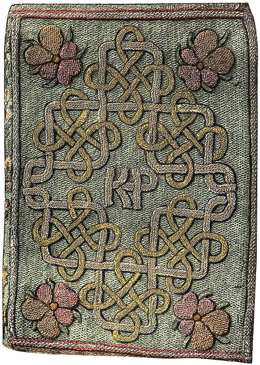 The Miroir or Glasse of the Synneful Soul autorstwa królowej Elżbiety I, haftowana okładka, 1544 r., Anglia