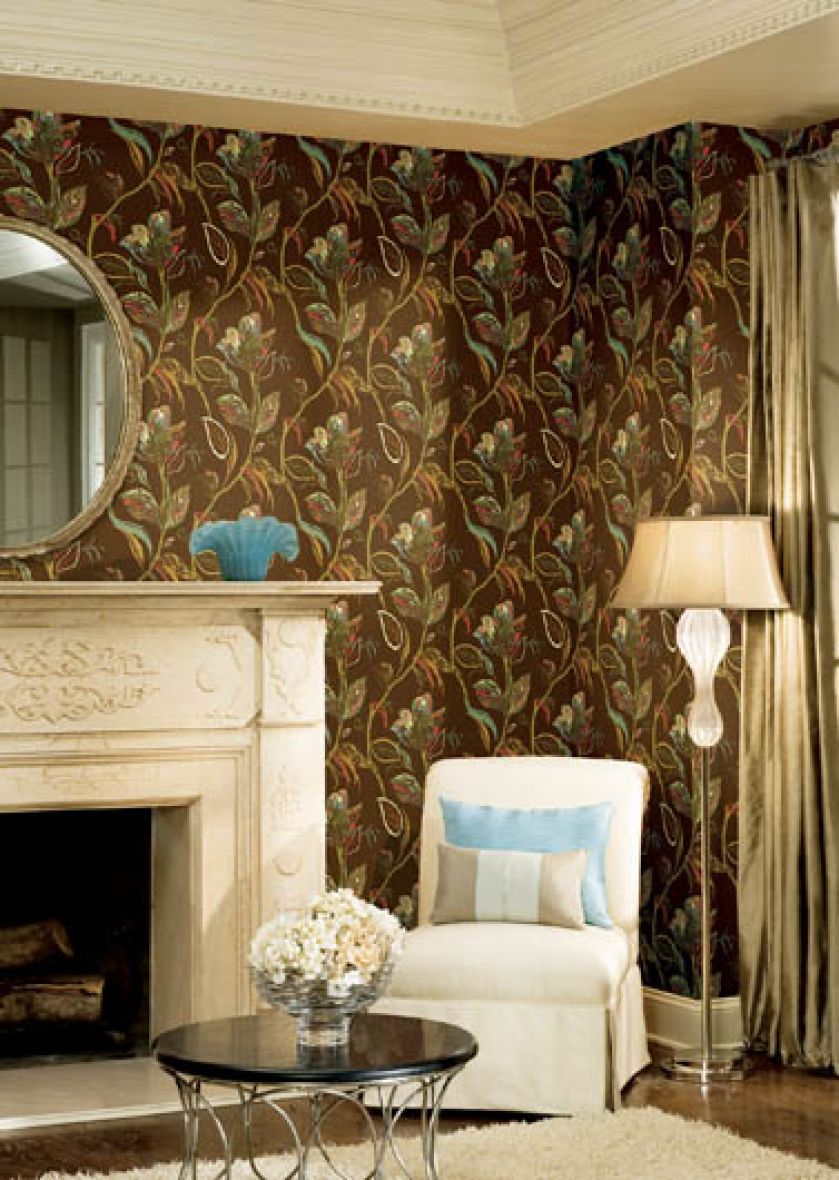 Tapeta Talisman to współczesna waracja na klasyczny temat. Idealnie pasuje do wnętrza łączącego oba style.