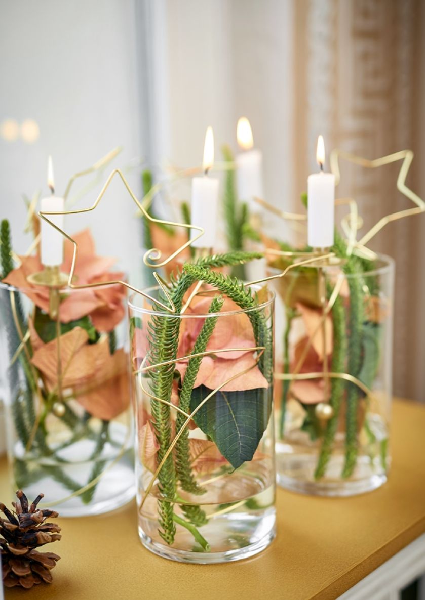 dekoracje bożonarodzeniowe w wazonach