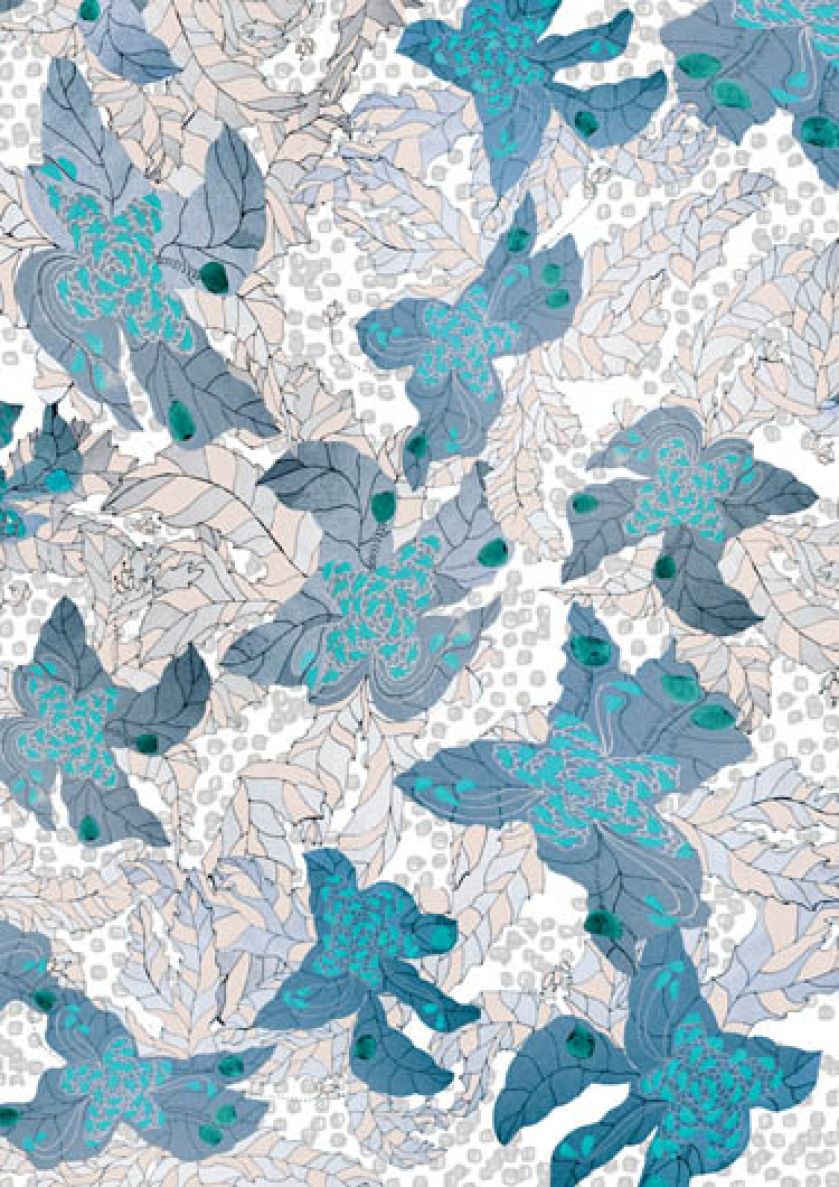 Tkanina Maple Leaves. Red Poppy - tapety i tkaniny