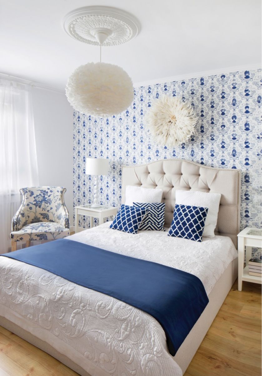 niebieska sypialnia pomysły inspiracje