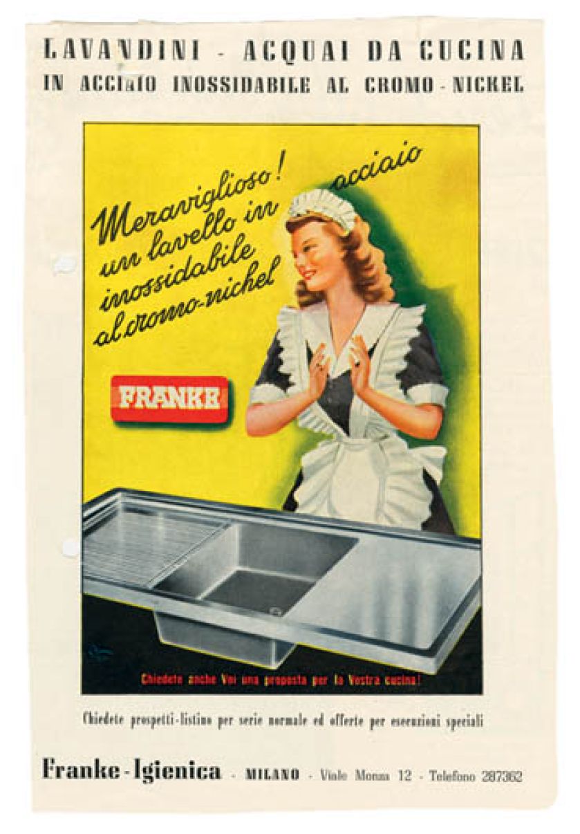 Reklama zlewu z 1940 roku. Franke - historia sukcesu