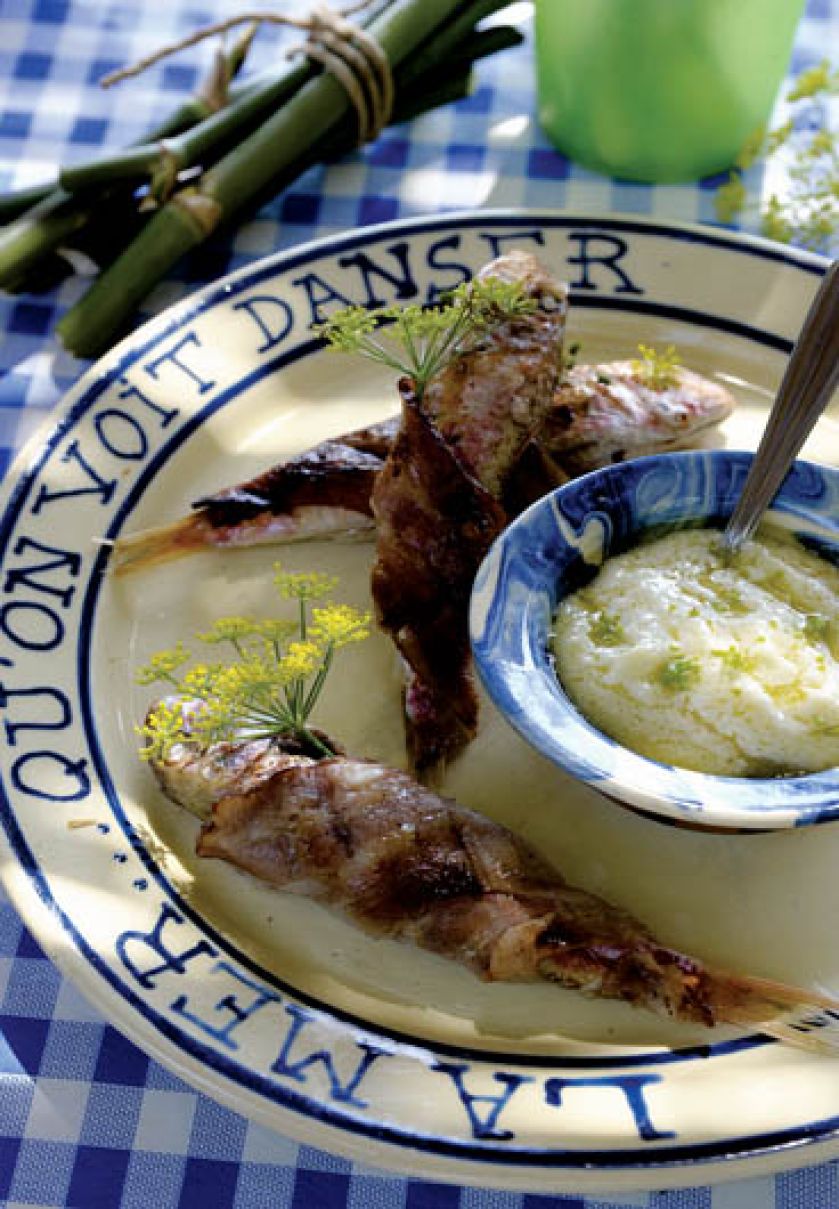 Barwena z aioli. Greckie smakołyki