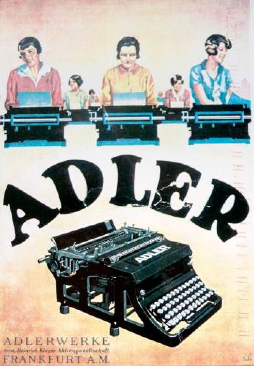 Plakat reklamujący niemiecką maszynę marki Adler, kolekcja Wojciecha Mszycy