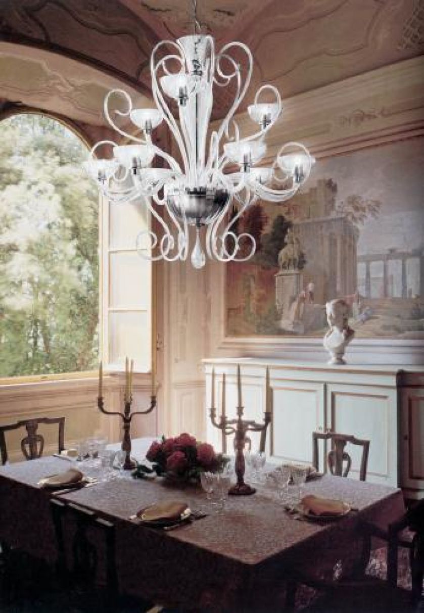 Żyrandol Bolero z dmuchanego szkła. Do wyboru również kolor biały matowy. REFLEX