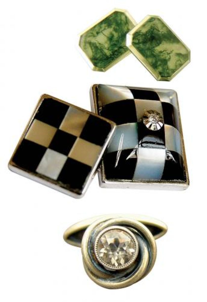 Agat w złocie, Howe Company, ok. 1900 r., WWW.JEWELRYEXPERT.COM 18-karatowe złoto, brylanty, onyks i