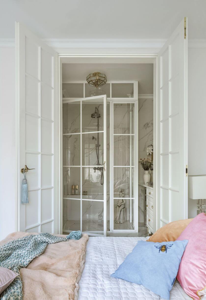 styl glamour sypialnia i łazienka