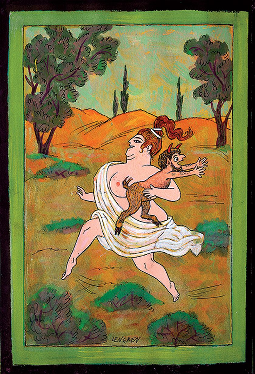 Nimfa porywa satyra z serii Żarty antyczne .