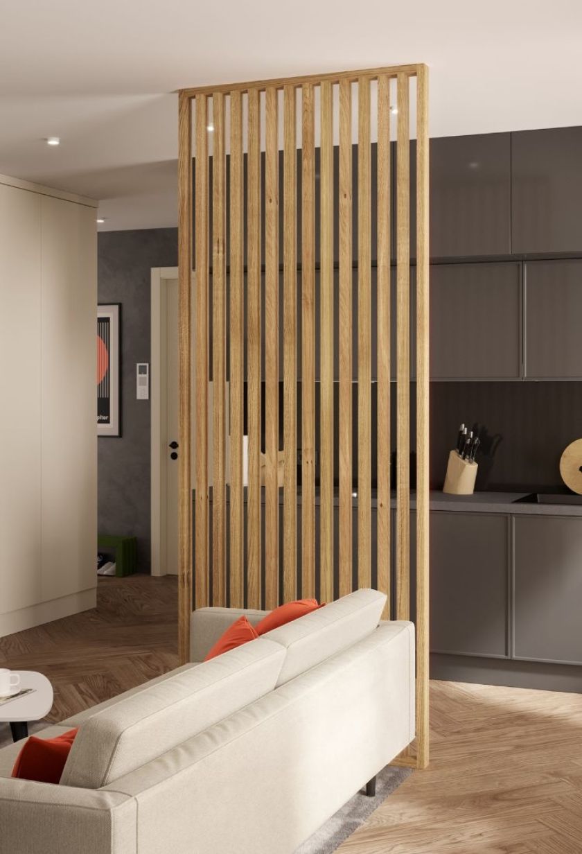 ażurowa ścianka działowa z lameli