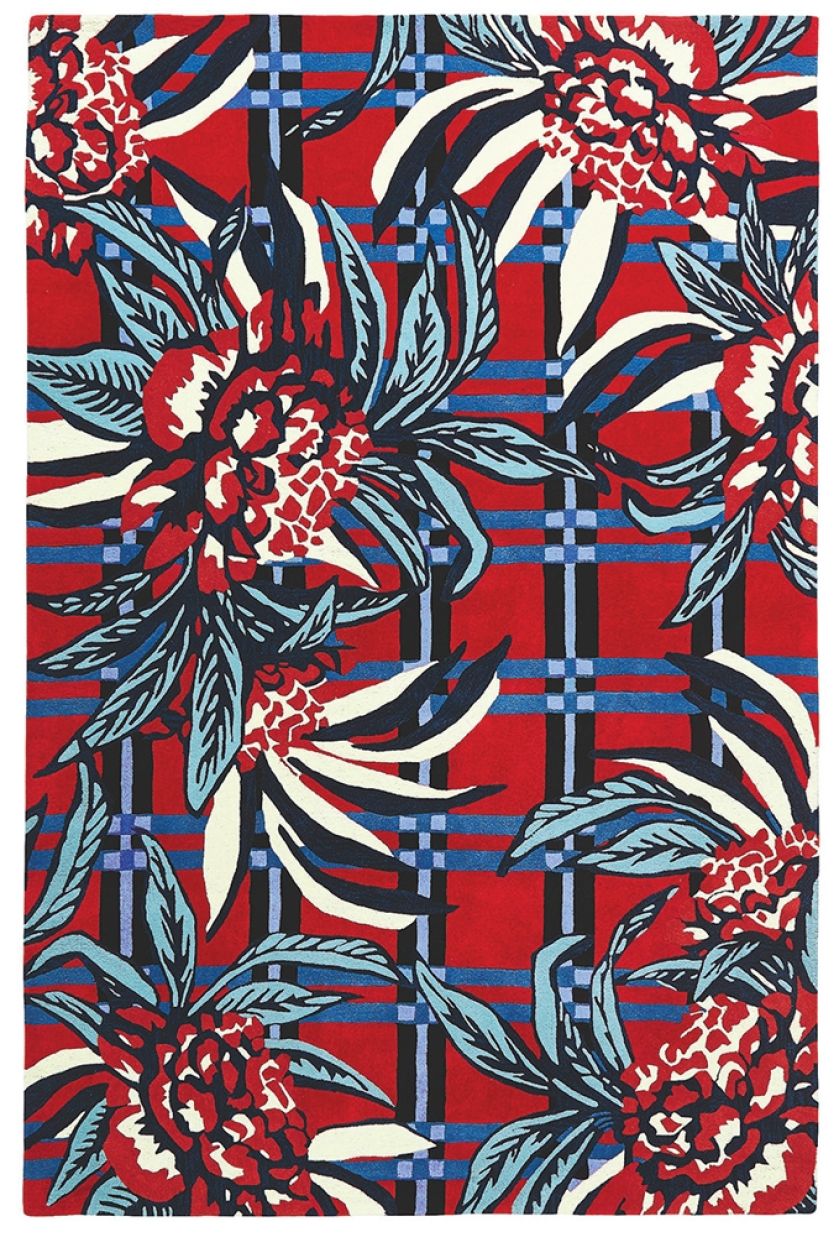 dywan w kwiaty czerwony