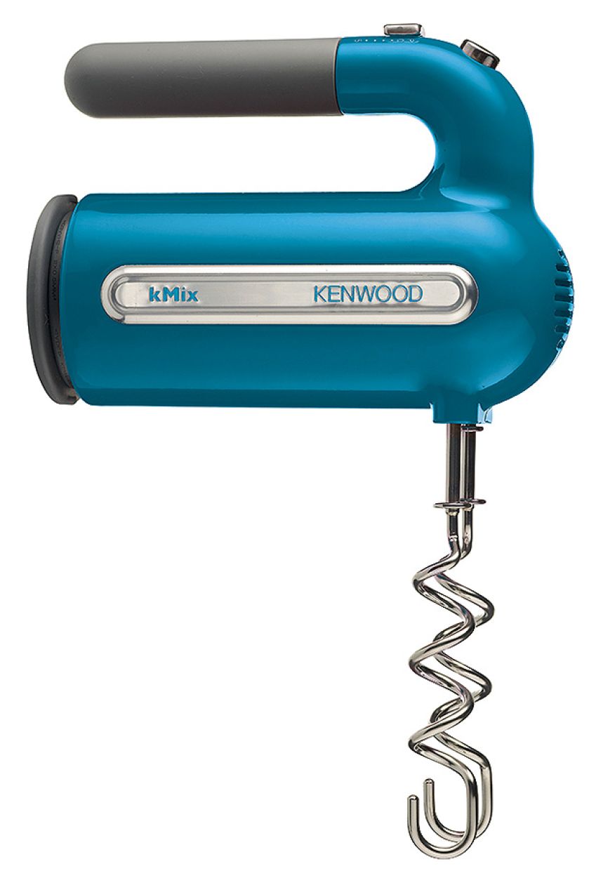 Nowoczesna kuchnia, ale sprzęt agd kolorowy i w stylu retro.