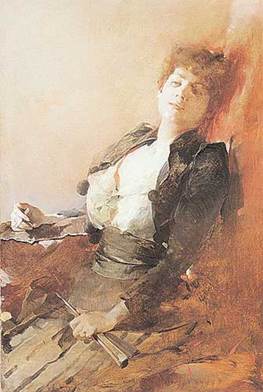 Franciszek Żmurko Portret kobiety z wachlarzem i papierosem , 1891 r., Fundacja im. Raczyńskich przy MN w Poznaniu.