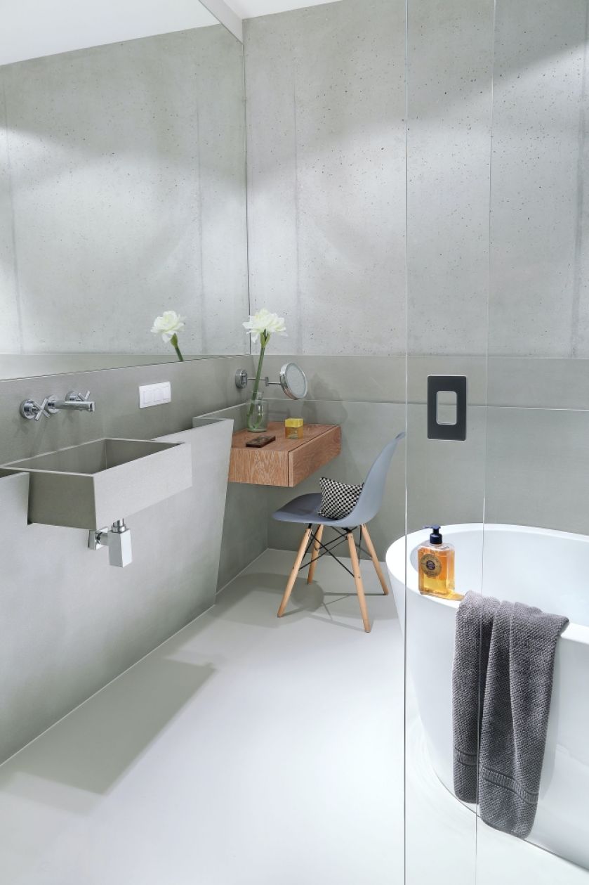 szara łazienka styl loftowy