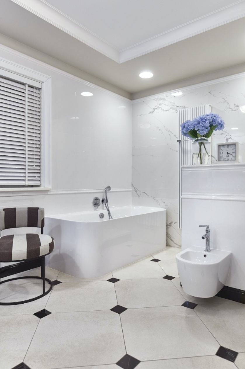 czarno-biała łazienka modern classic